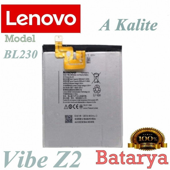Lenovo Vibe Z2 Batarya BL230 Uyumlu Yedek Batarya ürün görseli 1