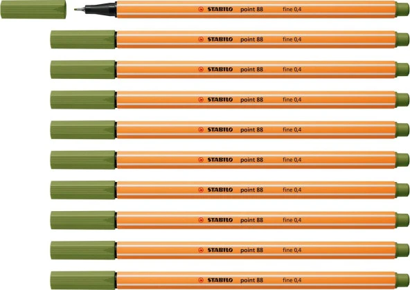 Stabilo İnce Keçe Uçlu Kalem 88 Point 0.4 MM Yosun Yeşili Fineliner Kalem (10 Lu Paket) ürün görseli 1