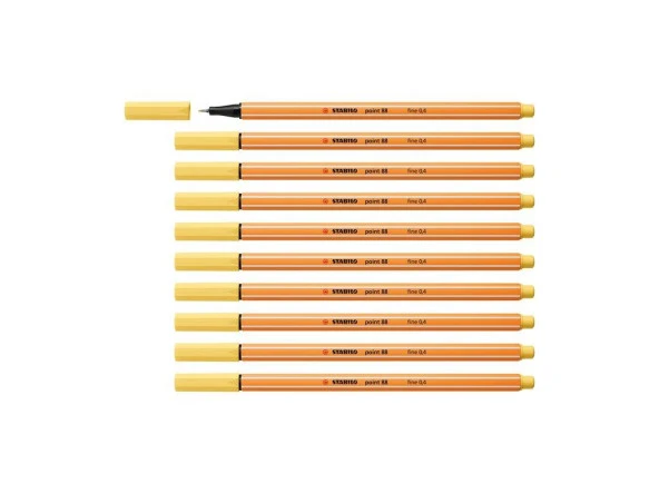 Stabilo İnce Keçe Uçlu Kalem 88 Point 0.4 MM Sarı Fineliner Kalem (10 Lu Paket) ürün görseli 1