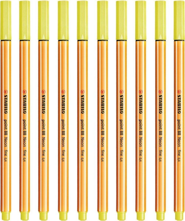 Stabilo İnce Keçe Uçlu Kalem 88 Point 0.4 MM Limon Sarısı Fineliner Kalem (10 Lu Paket) ürün görseli 1