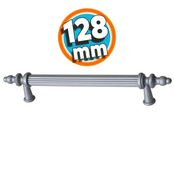 Çekmece Banyo Mutfak Dolap Kapak Kulpu Kulbu 128 mm Gri Sert Plastik Kulp ürün görseli 1