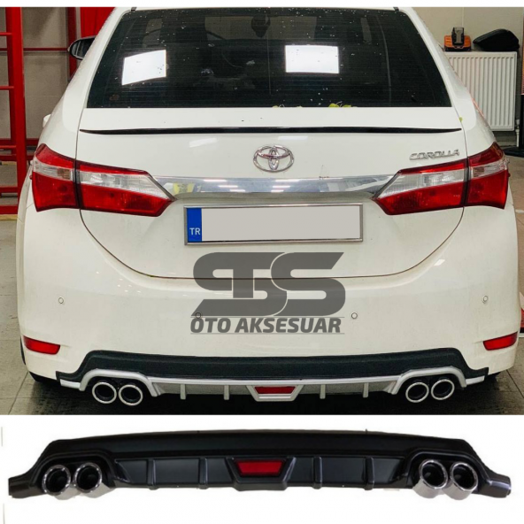 Toyota Corolla 2013-2018 Difüzör Arka Tampon Eki 4 Egzoz Çıkışlı Siyah Tip ürün görseli 1