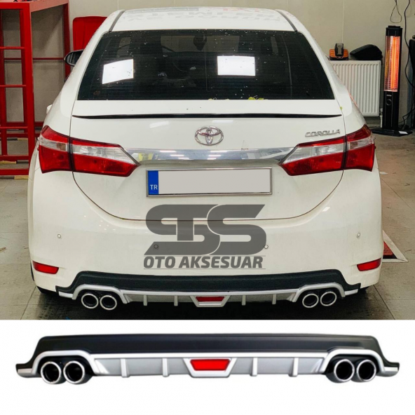 Toyota Corolla 2013-2018 Difüzör Arka Tampon Eki 4 Egzoz Çıkışlı Gri Tip ürün görseli 1