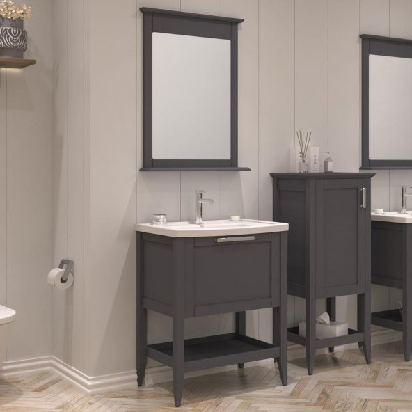 Orka Bastle 40 cm Mat Antrasit Banyo Boy Dolabı - Resim 2