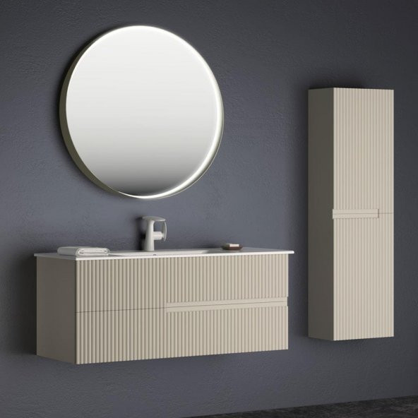 Orka Moonlight 120 cm Mat Vizon Banyo Dolabı ve Boy Dolabı Takımı ürün görseli 1