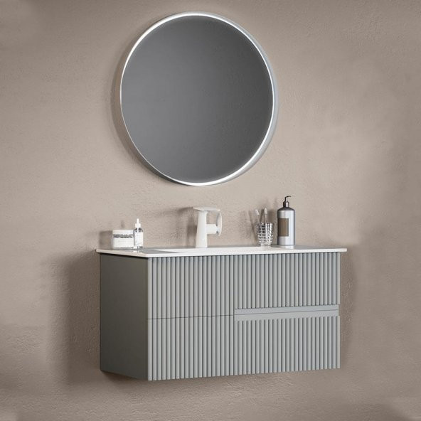 Orka Moonlight 90 cm Mat Gri Banyo Dolabı Takımı ürün görseli 1
