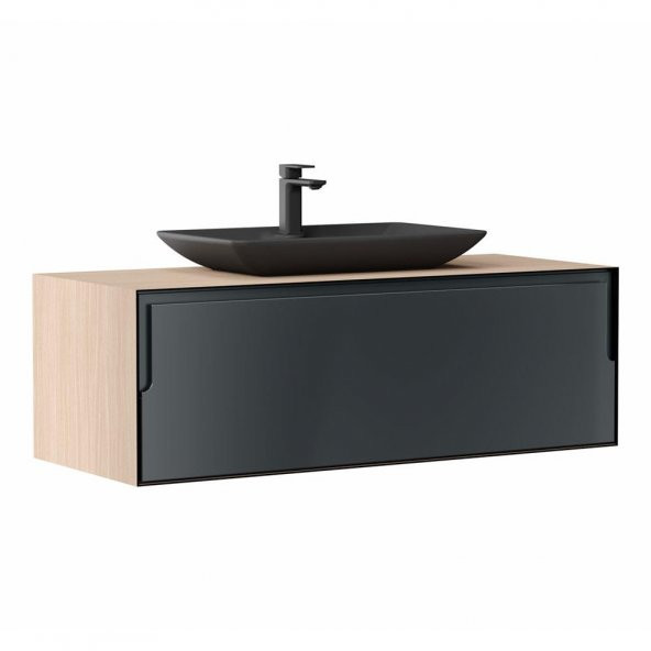 Orka Craft 100 cm Meşe-Antrasit Banyo Dolabı Alt Modül ve Lavabo ürün görseli 1