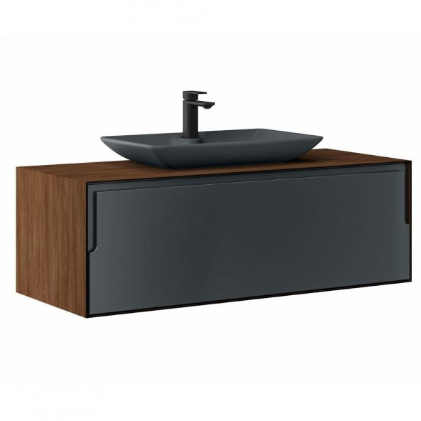 Orka Craft 120 cm Ceviz-Antrasit Banyo Dolabı Alt Modül ve Lavabo ürün görseli 1