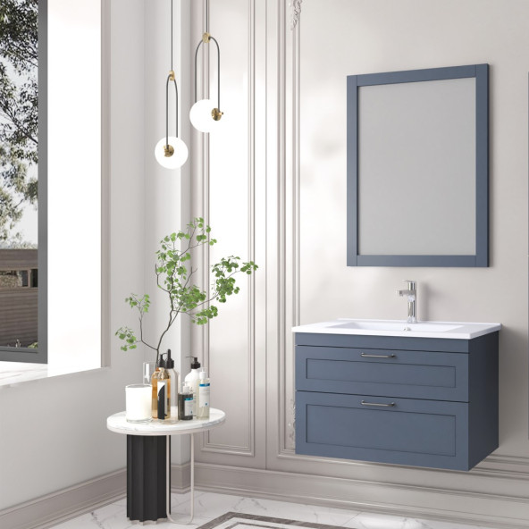 Denko Beyoğlu 75 cm MDF Mat Lacivert Banyo Dolabı Takımı ürün görseli 1