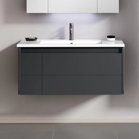 Orka Likya 80 cm Antrasit Banyo Dolabı Alt Modül ve Lavabo ürün görseli 1