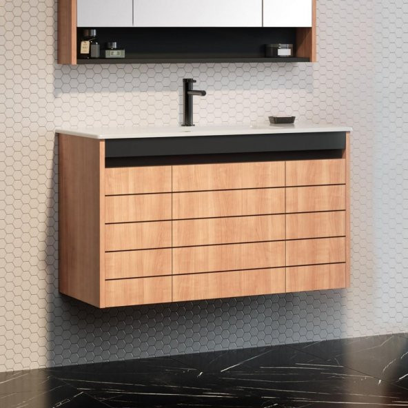 Orka Ricato 100 cm Morgana Kiraz Banyo Dolabı Alt Modül ve Lavabo ürün görseli 1