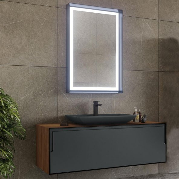 Orka Craft 120 cm Ceviz-Mat Antrasit Banyo Dolabı Takımı ürün görseli 1