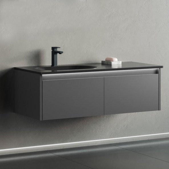Orka Lisbon 110 cm Antrasit Banyo Dolabı Alt Modül ve Lavabo ürün görseli 1