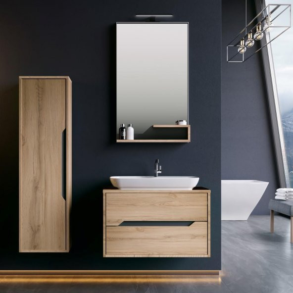 Orka Galia 80 cm MDF Legnano Banyo Dolabı Takımı ve Boy Dolabı ürün görseli 1