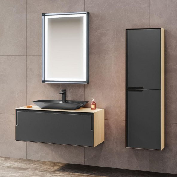 Orka Craft 100 cm Meşe-Antrasit Banyo Dolabı ve Boy Dolabı Takımı ürün görseli 1