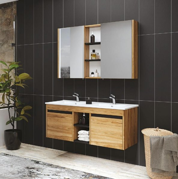 Denko Twin 120 cm MDF UD Banyo Dolabı Takımı ürün görseli 1