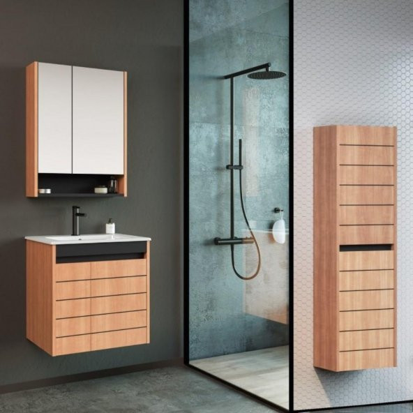 Orka Ricato 60 cm MorganaKiraz Banyo Dolabı Takımı Boy Dolabı ürün görseli 1