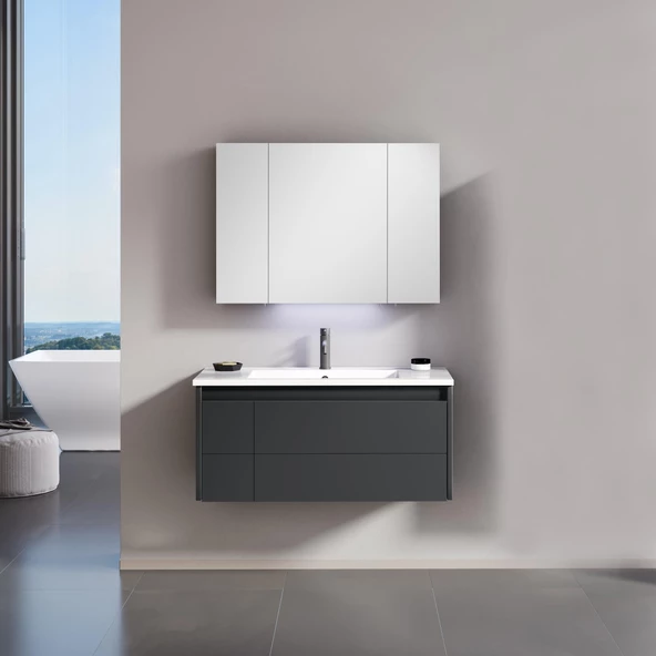 Orka Likya 80 cm Mat Antrasit Banyo Dolabı Takımı ürün görseli 1