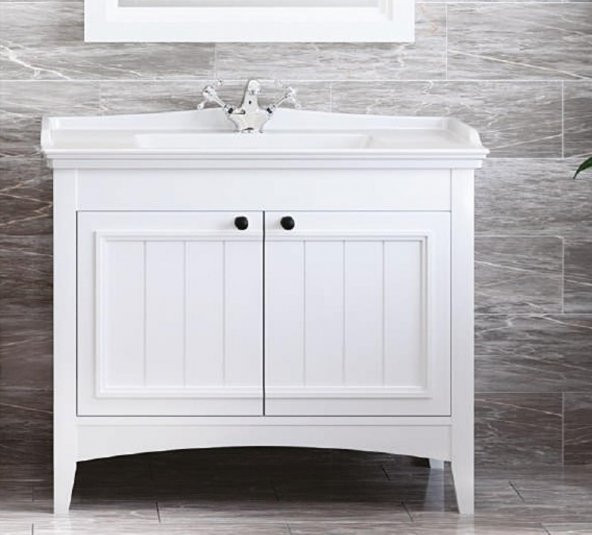 Denko Helena 100 cm MDF Beyaz Banyo Dolabı Alt Modül ve Lavabo ürün görseli 1