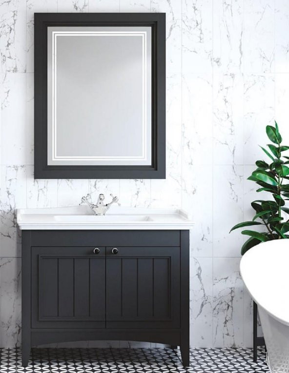Denko Helena 100 cm MDF Antrasit Gri Banyo Dolabı Takımı ürün görseli 1