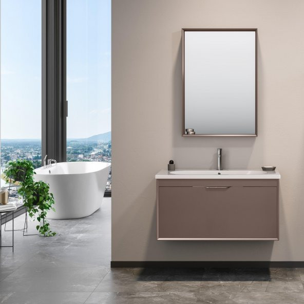 Orka Clay 100 cm Toprak Banyo Dolabı Takımı ürün görseli 1