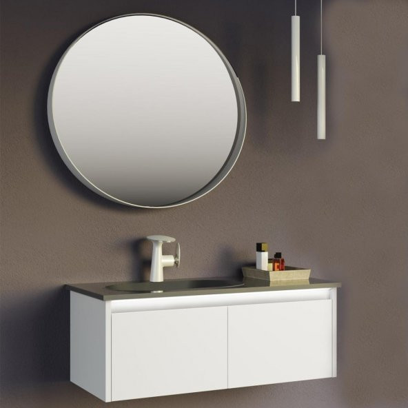 Orka Lisbon 90 cm Mat Beyaz Banyo Dolabı Takımı ürün görseli 1