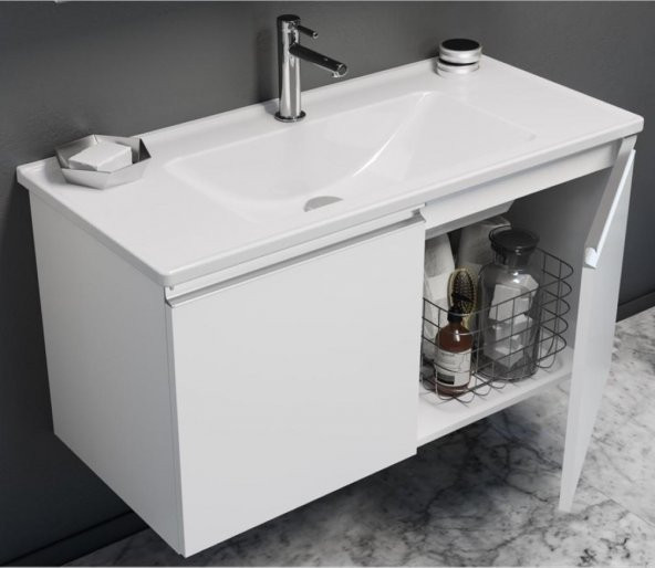 Orka Terme 100 cm Kaşmir Banyo Dolabı Alt Modül ve Lavabo ürün görseli 1