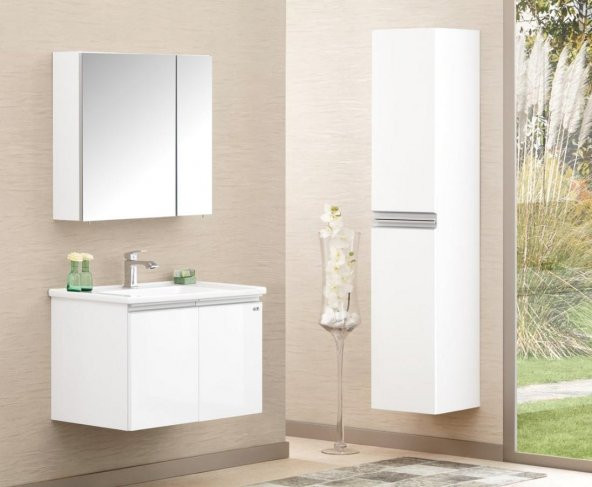 Orka Terme 80 cm Beyaz Banyo Dolabı Takımı ve Boy Dolabı ürün görseli 1