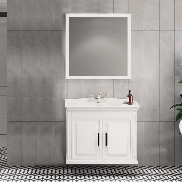 Denko Albatros 80 cm MDF Beyaz Banyo Dolabı Takımı ürün görseli 1