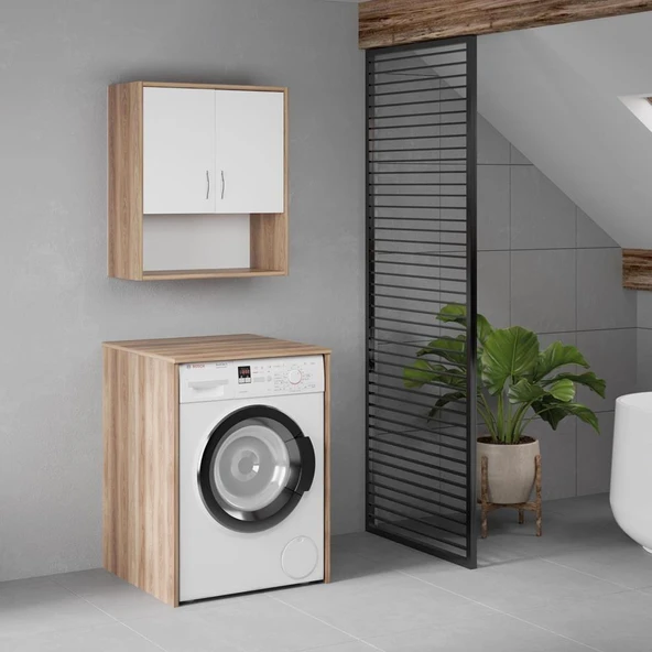 Denko Marmara 65 cm MDF Çamaşır Makinesi Banyo Dolabı Takımı ürün görseli 1
