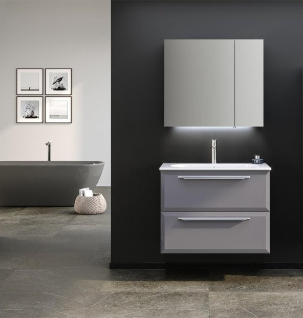 Orka Nuvola 80 cm Gri Banyo Dolabı Takımı ürün görseli 1