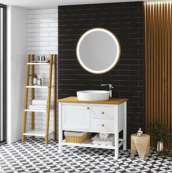 Denko Smarto 95 cm MDF Beyaz Banyo Dolabı Takımı ve Boy Dolabı ürün görseli 1