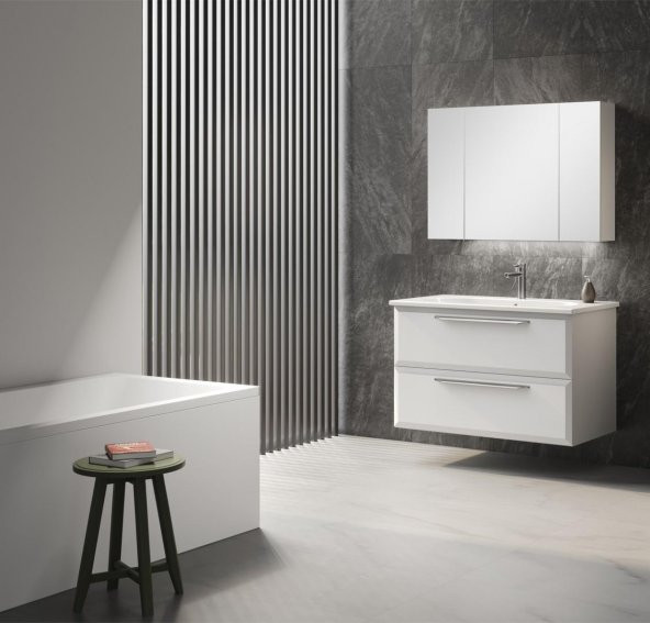 Orka Nuvola 100 cm MDF Beyaz Banyo Dolabı Takımı ürün görseli 1