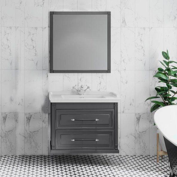 Denko Albatros 80 cm MDF Gri Banyo Dolabı Takımı ürün görseli 1