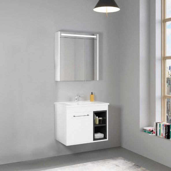 Denko Latte 65 cm MDF Beyaz Banyo Dolabı Takımı ürün görseli 1