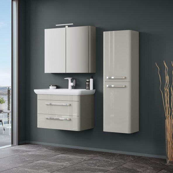 Orka Rose 80 cm Kaşmir Banyo Dolabı Takımı ve Boy Dolabı ürün görseli 1