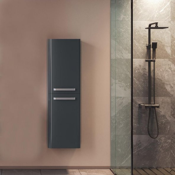 Orka Rose 40 cm MDF Parlak Gri Banyo Boy Çamaşır Dolabı ürün görseli 1