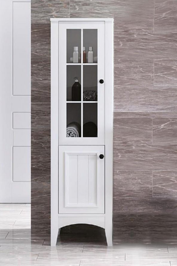 Denko Helena 35 cm MDF Beyaz Banyo Boy Dolabı ürün görseli 1
