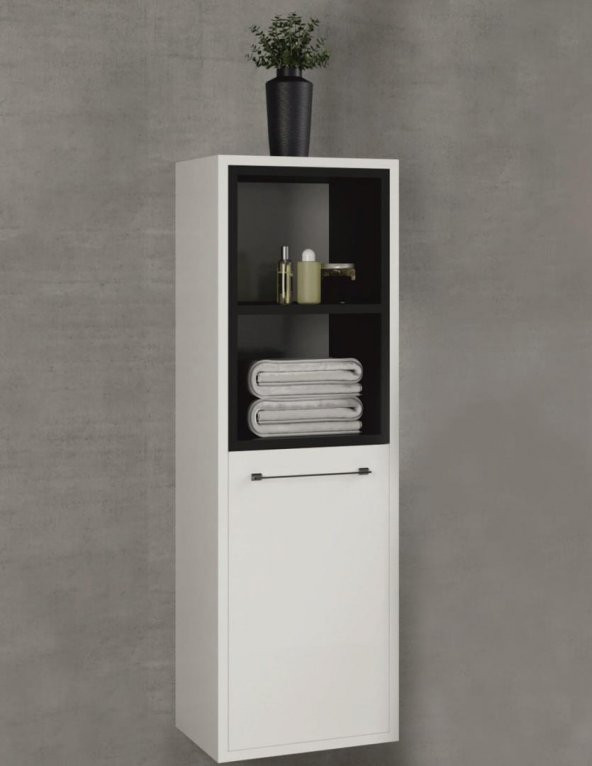 Denko Latte 35 cm MDF Beyaz Banyo Boy Dolabı ürün görseli 1