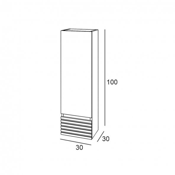 Denko Taylan 30 cm MDF Beyaz Banyo Boy Dolabı - Resim 3