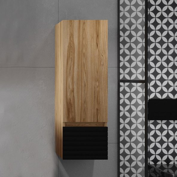 Denko Taylan 30 cm MDF Siyah Banyo Boy Dolabı ürün görseli 1