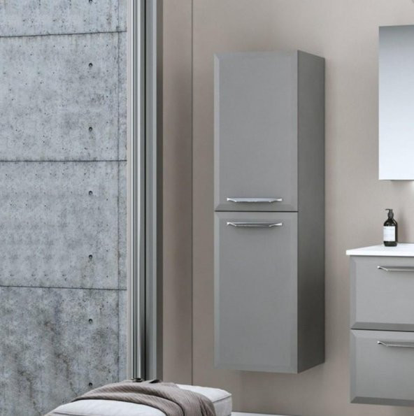 Orka Nuvola 40 cm Parlak Gri Banyo Boy Çamaşır Dolabı ürün görseli 1