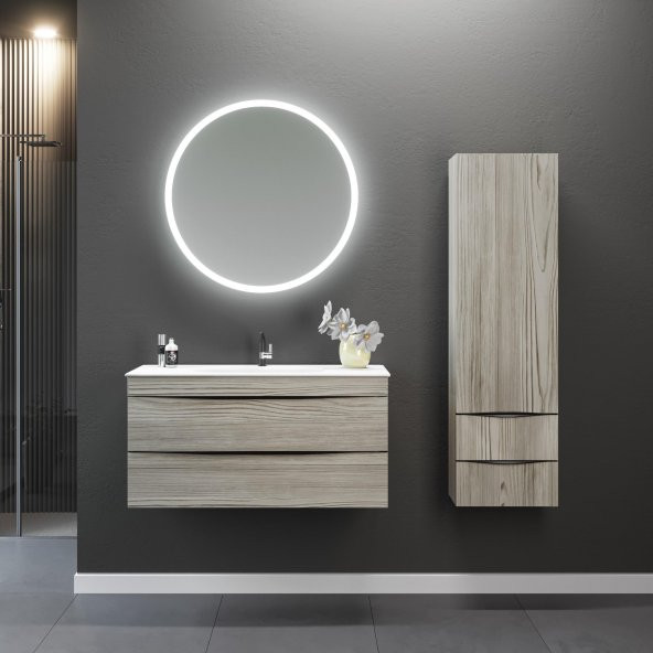 Orka Vento 100 cm MDF Dublin Banyo Dolabı Takımı ve Boy Dolabı ürün görseli 1