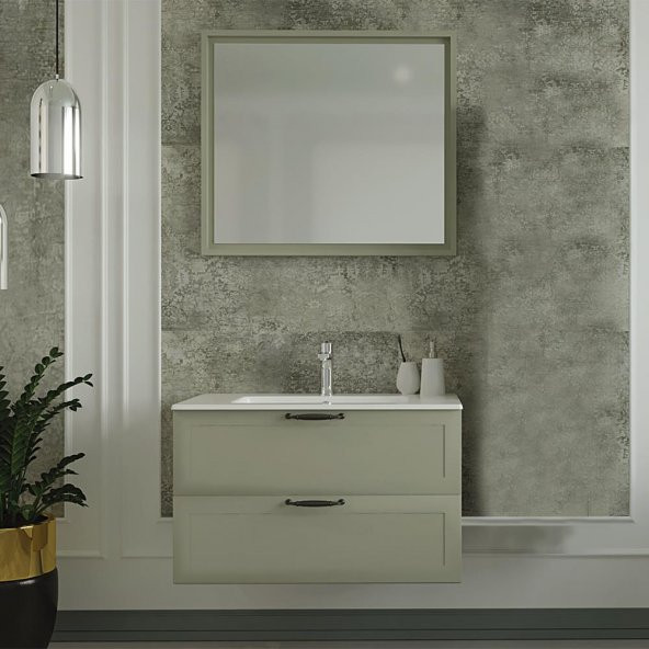 Denko Beyoğlu 85 cm MDF Gri Banyo Dolabı Takımı ürün görseli 1