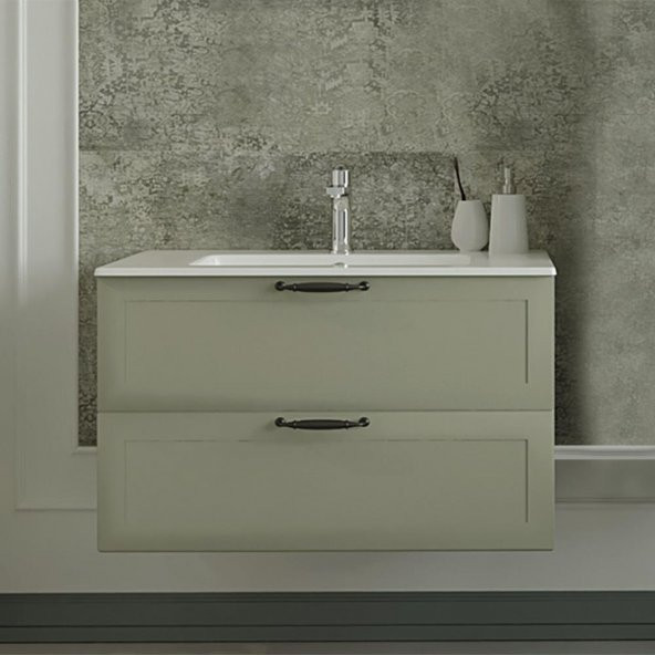 Denko Beyoğlu 85 cm MDF Gri Banyo Dolabı Takımı - Resim 2