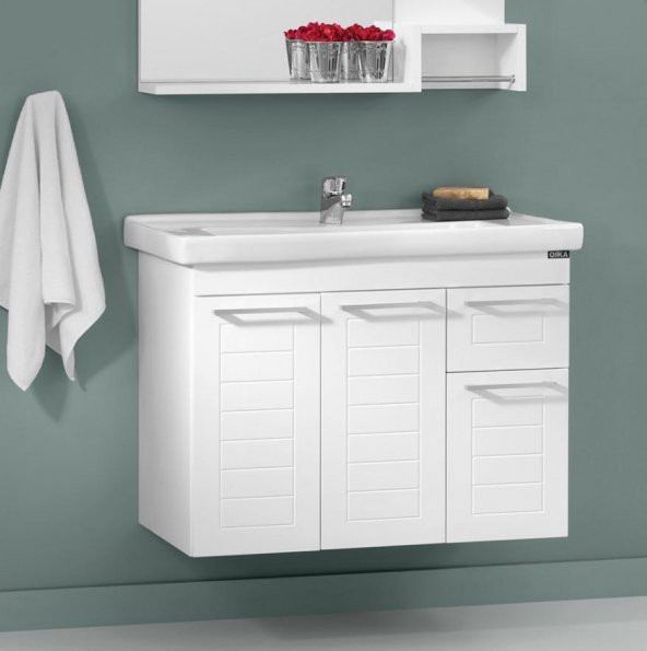 Orka Perge 85 cm Beyaz Banyo Dolabı Alt Modül ve Lavabo ürün görseli 1