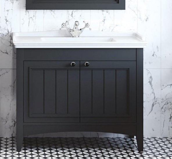 Denko Helena 100 cm MDF Antrasit Gri Banyo Dolabı Alt Modül ve Lavabo ürün görseli 1