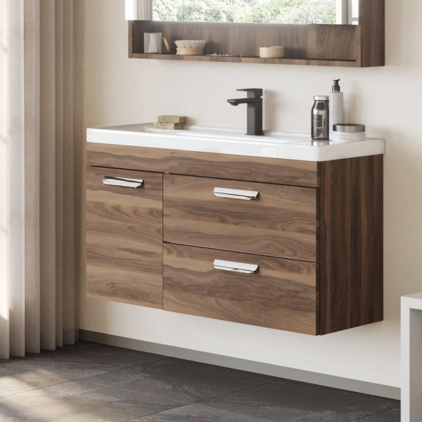 Orka Nova 100 cm İskoç Ceviz Banyo Dolabı Alt Modül, Lavabo ürün görseli 1