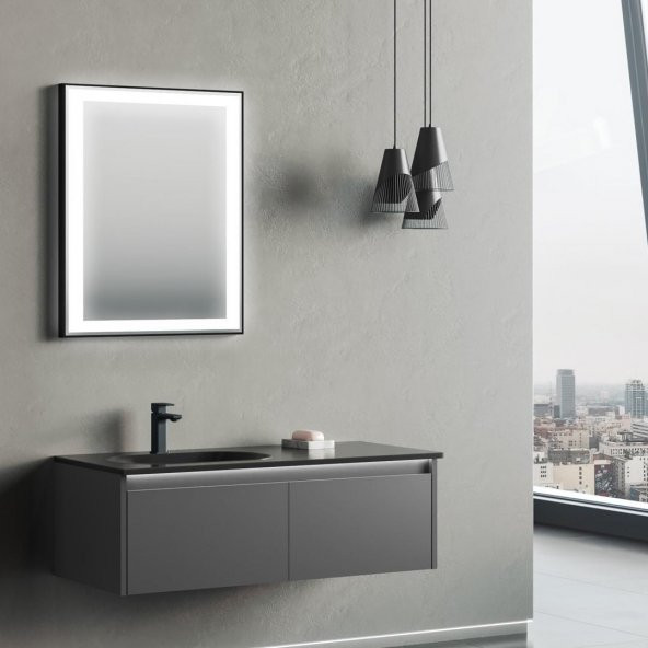 Orka Lisbon 110 cm Mat Antrasit Banyo Dolabı Takımı ürün görseli 1