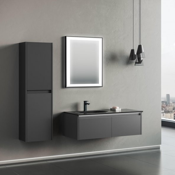 Orka Lisbon 110 cm Antrasit Banyo Dolabı Takımı ve Boy Dolabı ürün görseli 1